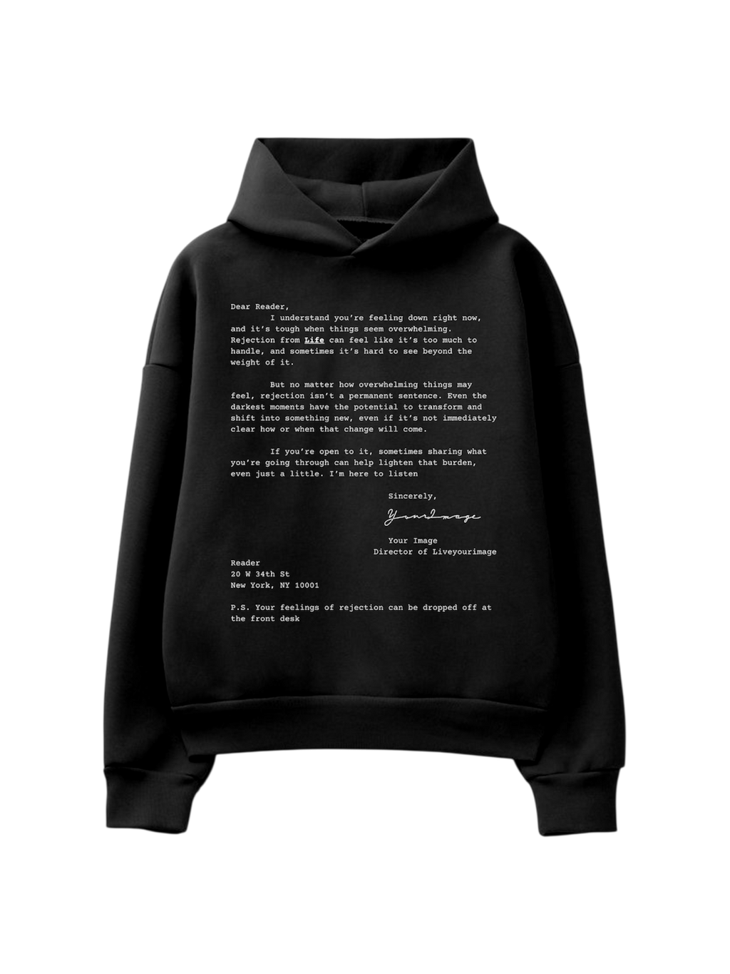 “Rejection” Hoodie Black