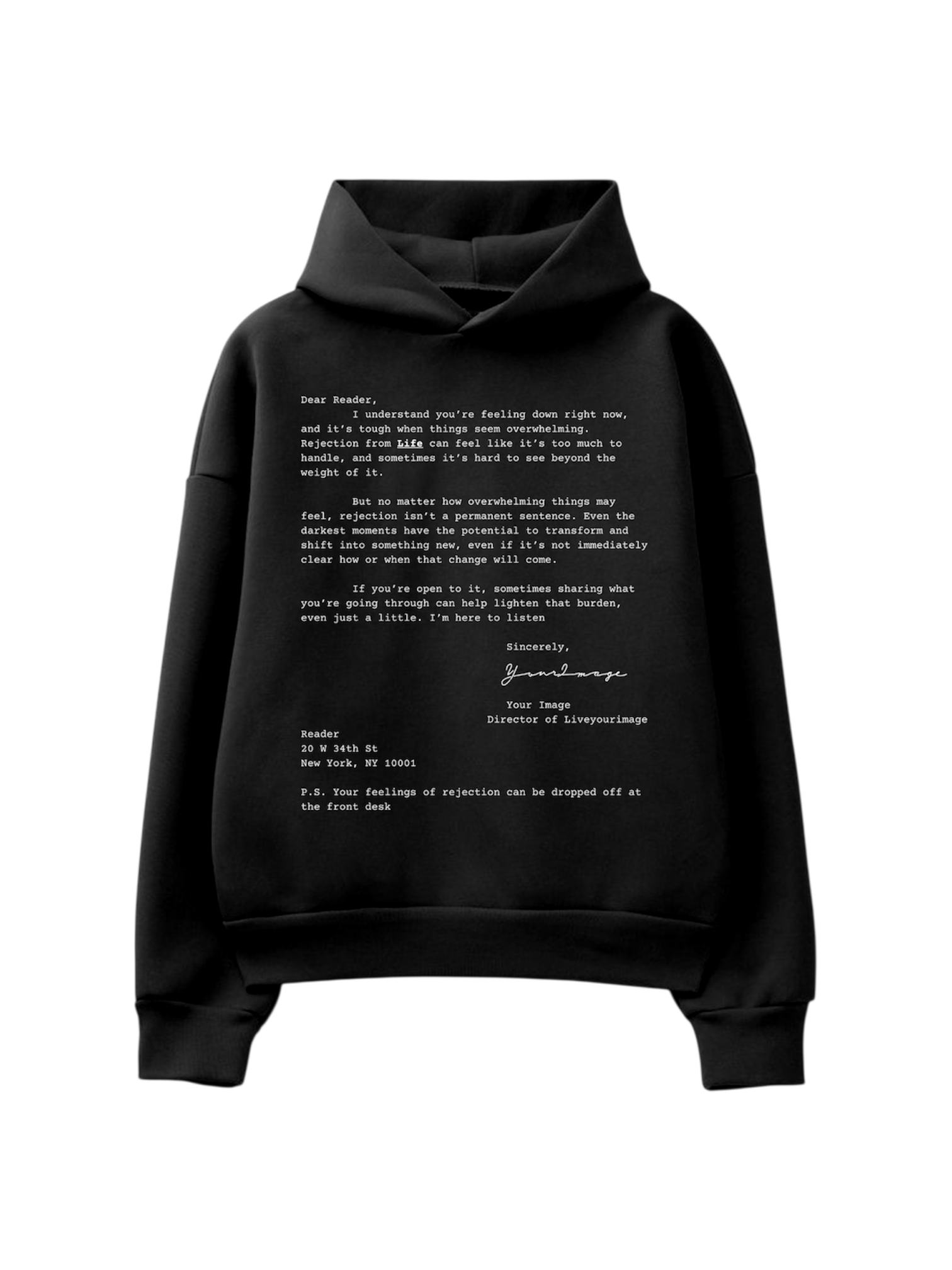 “Rejection” Hoodie Black